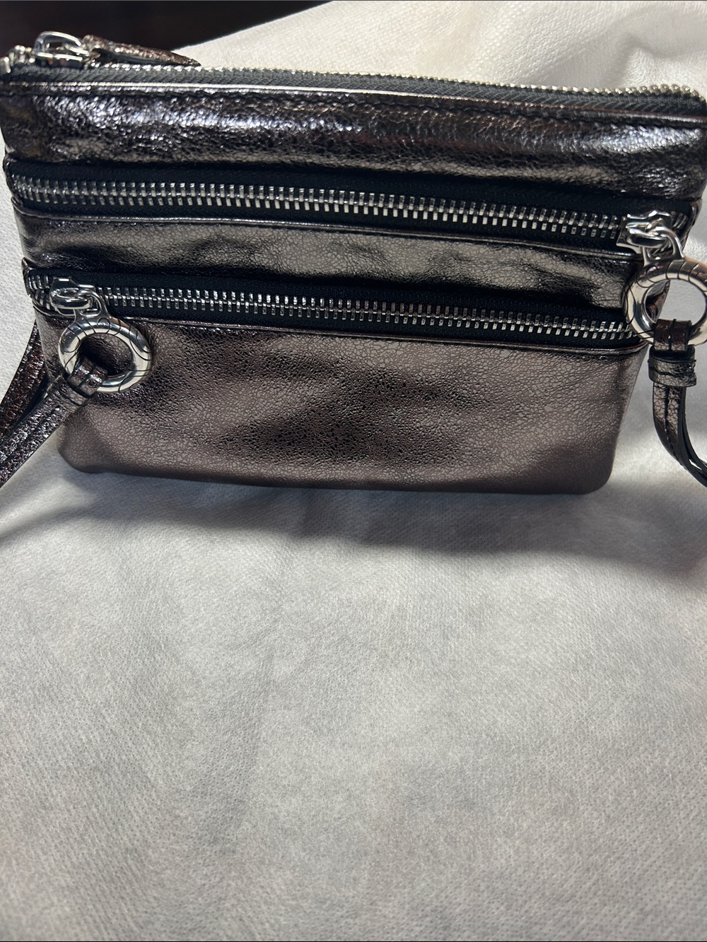 Brighton- Metallic Pewter Wristlet Bag - Stylish Everyday Carry